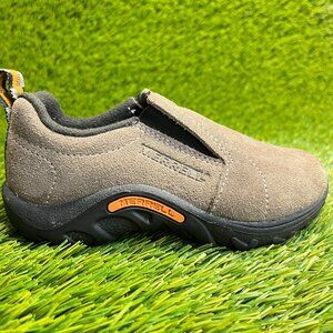 Merrell Jungle Moc Boys Size 10C Brown Black Walking Hiking Suede Slip-On Shoes